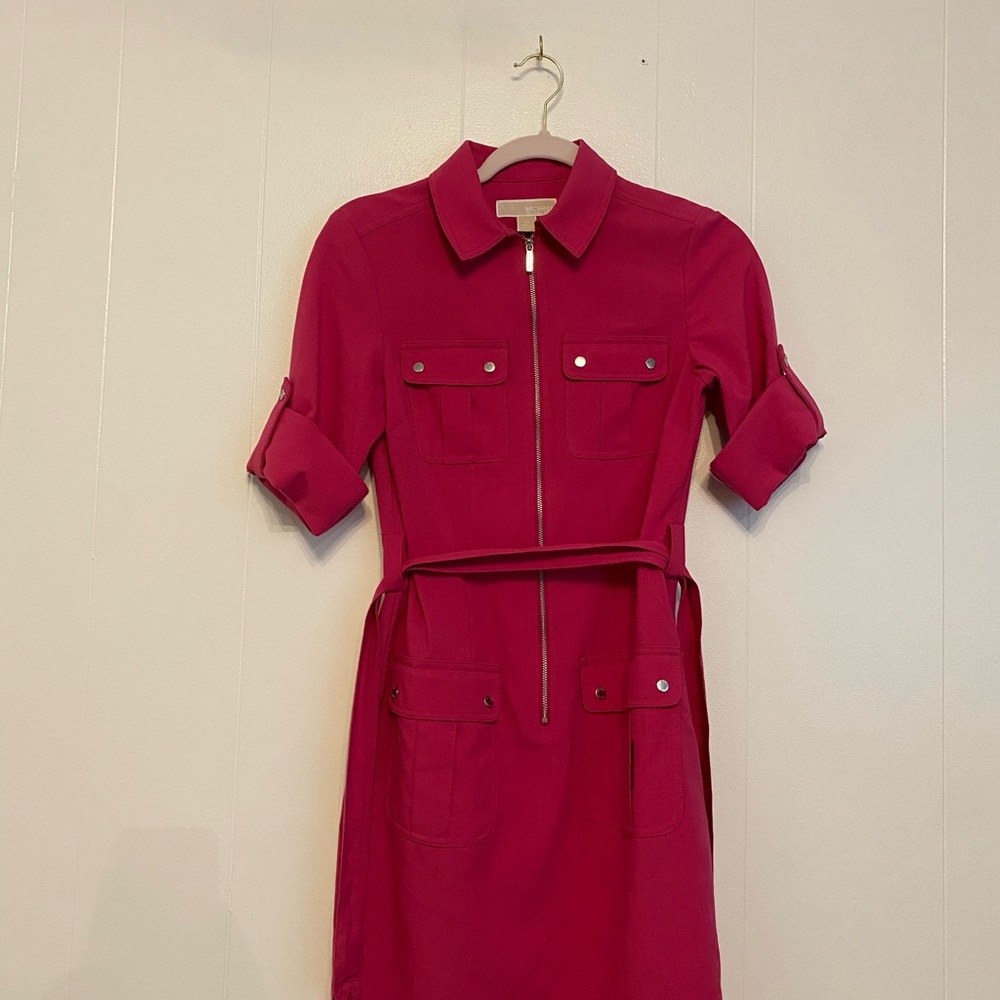 Michael Kors Fuchsia Long Sleeve Dress